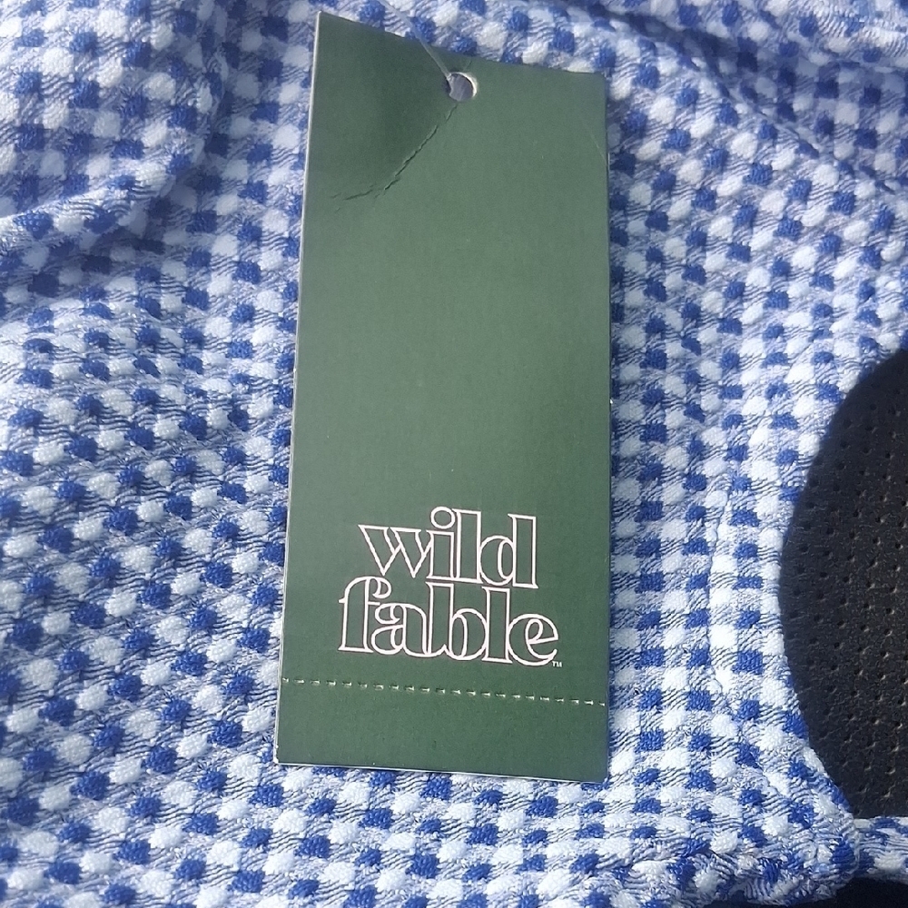 Wild Fable Blue Gingham Checkered Ruched Side Tie Tank Top XS NWT - Picture 4 of 7